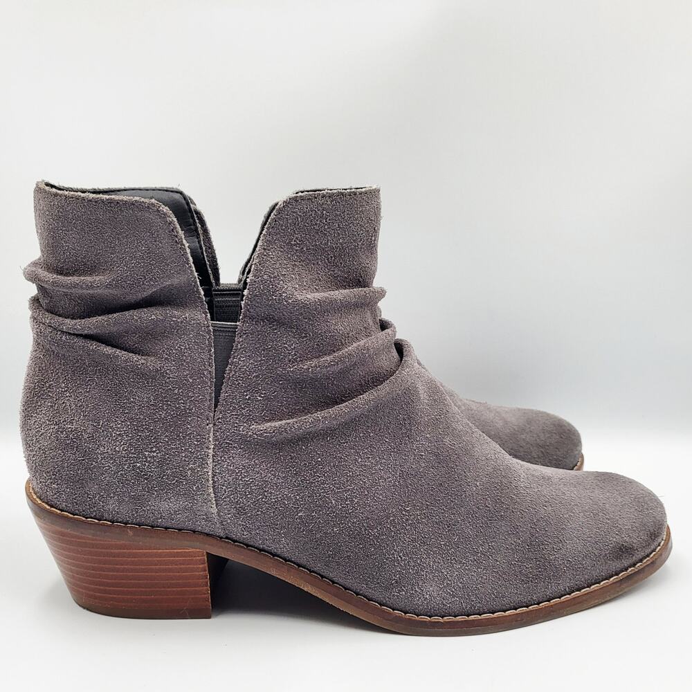 Cole Haan Alayna Gray Suede Slouch Ankle Booties Stacked Block Heel Women’s Sz 7 - Picture 3 of 11